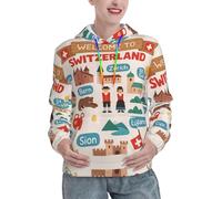 UVBDF Welcome To Switzerland Travel Women'S Cozy Hoodie Lined Winter Pullover With Pocket, Long Sleeve Sweaters With Pocket Black