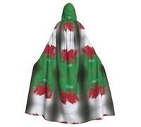 UVBDF Welsh Dragon Polyester Hooded Cloak For Adult, Cosplay Wizard Witch Cape For Halloween, St. Patrick'S Day