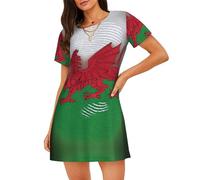 UVBDF Welsh Dragon Womens Short Sleeved Nightshirts,Ladies Loose Round-Neck Sleepwear Pajama Dress