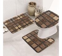 UVBDF Wild Zoo Printing 3 Piece Rugs Set, Non Slip Flannel Rug Set For Master Bathroom, 31.5x20in Absorbent Mats
