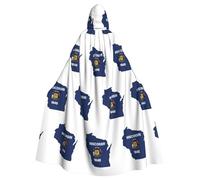 UVBDF Wisconsin State Flag Map Polyester Hooded Cloak For Adult, Cosplay Wizard Witch Cape For Halloween, St. Patrick'S Day