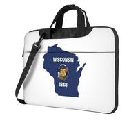 UVBDF Wisconsin State Flag Map Print Minimalist Laptop Bag Simple Lightweight Portable Shoulder Bag For Men Birthday Gift