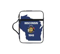 UVBDF Wisconsin State Flag Map Stylish Printed Bible Protection Bag Wear Resistant Case for Travel Church & Bible Class