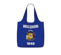 UVBDF Wisconsin State Flag Print Grocery Tote Reusable Packable Bag 25l Polyester Washable Travel Holiday Carryall