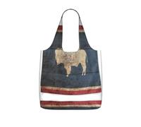 UVBDF Wyoming State Flag Map Print Grocery Tote Reusable Packable Bag 25l Polyester Washable Travel Holiday Carryall