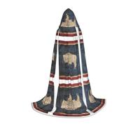 UVBDF Wyoming State Flag Map Renaissance Fair Outfit Hooded Cape For Teens Gothic Medieval Cosplay Costume Stage Theater