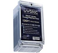 UVBLOC 130pt One Touch Card Holders (5 Pack) Magnetic Baseball Card Sleeves for Trading Thick Jersey Patch Cards Hard Case Protectors Sports Football Hockey Basketball Soccer