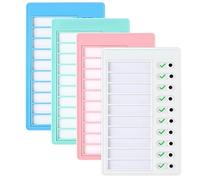 uvbws 4 PCS Blank Housekeeping Checklist, Children's Housekeeping Checklist, Sliding Daily Schedule, Plastic Checklist Board with 8 Removable Cards for Family Daily Planning (White, Pink, Blue, Green)