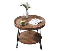 UVCMDUI Overbed Table, Bed Side Table with Storage Shelf and Wide Desktop, Mini Side Table With Sto rage for Bedroom,Nightstands,Small Round Side Tables Living Room,Two tier 40 * 40 * 50cm