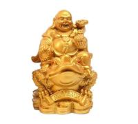 UVDS LUCKY Feng Shui Maitreya Buddha Statue Toad Figurine Money Fortune Wealth Chinese Golden Frog Home Office Tabletop Decoration (Color : Gold)