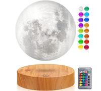 UVEHAS Magnetic Levitating Moon Lamp 16 Colors Modes Floating 3D Printing LED Moon Lamp LED Magnetic Levitation and Spinning Luna Night Lights for Home Office Decor