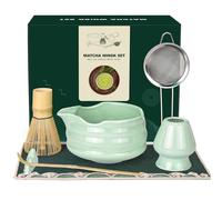 Uvellgift Matcha Whisk Set Matcha Kit : 7 PCS Macha Set with Matcha Whisk and Bowl, Whisk Holder, Matcha Spoon & Sifter, Japanese Tea Ceremony Set, Matcha Tea Set, Gift for Matcha Lover(Green)