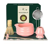 Uvellgift Matcha Whisk Set Matcha Kit : 7 PCS Macha Set with Matcha Whisk and Bowl, Whisk Holder, Matcha Spoon & Sifter, Japanese Tea Ceremony Set, Matcha Tea Set, Gift for Matcha Lover(Pink)