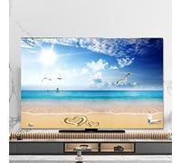 Uvency Beach Seascape Pattern Environmental Protection Waterproof Thickening Tv Cover Dust Cover Tv Cloth/Computer Cover Desktop/Wall Hanging/Curved Screen/Tv Cover, Living Roo,Color:B.)/Vs/65In(152