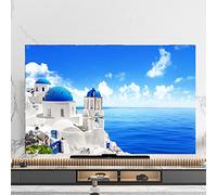 Uvency Environmental Protection Tv Cover European Seale Steppe Pattern Dust Cover Tv Cloth/Computer Cover Desktop/Wall Hanging/Curved Screen/Tv Cover, Living Room,Color:Vs)/B./65In(152 * 92Cm)