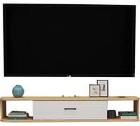 Uvency Floating Tv Stand Wall Mounted,Set-Top Box WiFi Router Projector Shelf,Tvo/Video Storage Rack Wall Shelf,Omni-Directional Cable Hole/140Cm B/B
