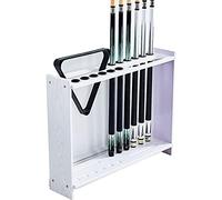 Uvency Pool Cue Rack Floor Corner Cue Rack Freestanding Pool Cue Rack Deluxe Pool Cue Holder Hold 12 Pool Cues for Billiards Table Accessory/White Wood Grain