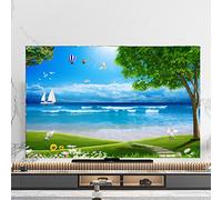 Uvency Tv Cover Sea Steppe Pattern Dust Cover Tv Cloth/Computer Cover Desktop/Wall Hanging/Curved Screen/Tv Cover, Living Room,Color:Vs)/Vs/65In(152 * 92Cm)
