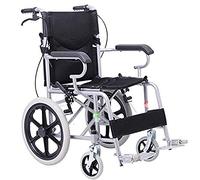 Uvency Wheelchair Transit Travel Chair-Fold Disabled Infant-Free Inflatable Solid Tire with Handbrake Lightweight Portable Manual Wheelchair Blue/Black/60 * 67.5 * 88M