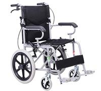 Uvency Wheelchair Transit Travel Chair-Fold Disabled Infant-Free Inflatable Solid Tire with Handbrake Lightweight Portable Manual Wheelchair Blue/Black/60 * 67.5 * 88M