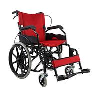 Uvency Wheelchair Transit Travel Chair-Foldable Travel Portable Elderly Disabled Scooter Trolley 20 inch Tire Manual Detachable Pedal Paragraph/Red/62 * 94 * 86Cm