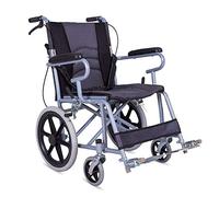 Uvency Wheelchair Transit Travel Chair-Thickened Steel Pipe Elderly Handicapped Manual Trolley Foldable Light Portable Four Brakes/Gray/84 * 62 * 86Cm