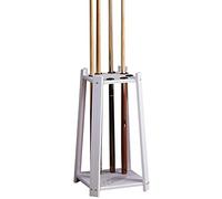 Uvency Wooden Porous Stand Pool Cues Racks,Free-Standing Floor Cue Rack Holds up to 8 Cues,for Family Club Billiard Room/-White Wood Grain/White Wood Grain
