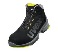 Uvex 1 lace-up boot, safety shoes S2 SRC, work shoes for men & women, black/lime, size 8