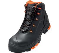 Uvex 2 safety boots, S3 SRC ESD, leather work boots, black/orange, 13 UK