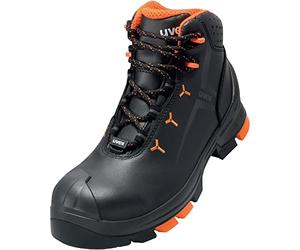 Uvex 2 safety boots, S3 SRC ESD, leather work boots, black/orange, 6.5 UK