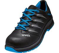 Uvex 2 Trend Work Shoes for Men & Women, Safety Shoes S2 SRC with Steel Toe Cap, Black/Blue/Leather, Size 8