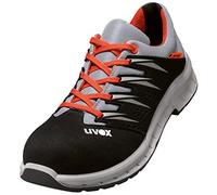 Uvex 2 Trend Work Shoes for Men & Women, Safety Shoes S2 SRC with Steel Toe Cap, Black/Grey/Orange, Size 7