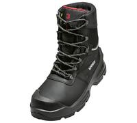 Uvex 3 quatro Safety Boots S3 ESD Winter - Winter Work Shoes Leather Warm Lining Metal-Free Toe Cap Penetration Protection Non-Slip PU Sole Wide Fit - Width 11, black, 9 UK