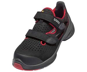 Uvex 68364 Safety Sandals - S1 P SRC ESD - Red/Black - Width 14 - Extra Wide, red black, 10 UK