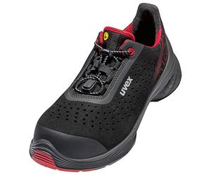 Uvex 68374 Perforated Safety Shoes - S1 P SRC ESD - Red/Black - Width 14 - Extra Wide, red black, 10.5 UK