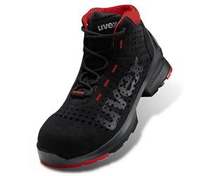 Uvex 8547/8 Size 43 PU Sole Stivale Allacciato Traforato S1 SRC W11 Perforated lace-up Boots, Black red, 9 UK
