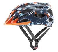 uvex air wing 2 - lightweight bike helmet for children - individual size adjustment - optimized ventilation - papaya-bubble blue - 52-57 cm
