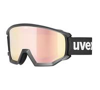 uvex Athletic CV - Ski Goggle for Men and Women - Contrast Enhancing - Extended Field of Vision & Anti-Fog Coating - Black Matt/Rose-Orange - One Size