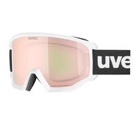 uvex athletic CV - Ski Goggles For Adults - Filter Category 2 - Contrast Enhancing - White Matt Sl/Rose-Green - One Size