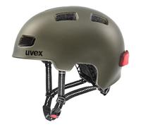 uvex city 4 - lightweight city helmet for women and men - individually adjustable fit - includes LED light - green smoke matt - 55-58 cm