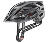 uvex City i-vo - Lightweight City Bike Helmet for Men & Women - incl. LED Light - Individual Fit - all Black Matt - 56-60 cm