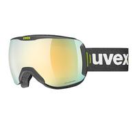 uvex Downhill 2100 CV - Ski Goggle for Men and Women - Contrast Enhancing - No Distortion & Anti-Fog Coating - Black Matt/Gold-Green - One Size