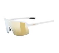 uvex dyrt - sports glasses for adults - strong UV protection - contrast enhancing - white matte/gold mirror - one size