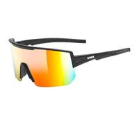 uvex excelle - sports glasses for adults - strong UV protection - mirrored lenses - black matt/mir. red - one size