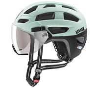 uvex finale visor - safe city helmet for women and men - filter category 1 - includes LED light - jade-black matt - 52-57 cm