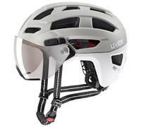 uvex finale visor - safe city helmet for women and men - filter category 1 - includes LED light - sand-white matt - 52-57 cm