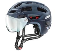 uvex finale visor V - safe city helmet for women and men - with photochromic visor - includes LED light - deep space matt - 56-61 cm