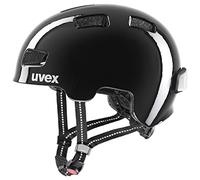 uvex hlmt 4 reflexx - lightweight kids bike helmet - individual fit - incl. LED light - black - 51-55 cm