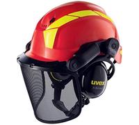 Uvex Pheos Forestry Forestry Helmet with Ear and Face Protection SNR: 30 dB Colour: Red