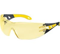 Uvex Pheos Protective Glasses - Tinted Scratch Resistant & Non-Fogging Working Safety Goggles incl. Cleaning Cloth - Yellow Amber Lens